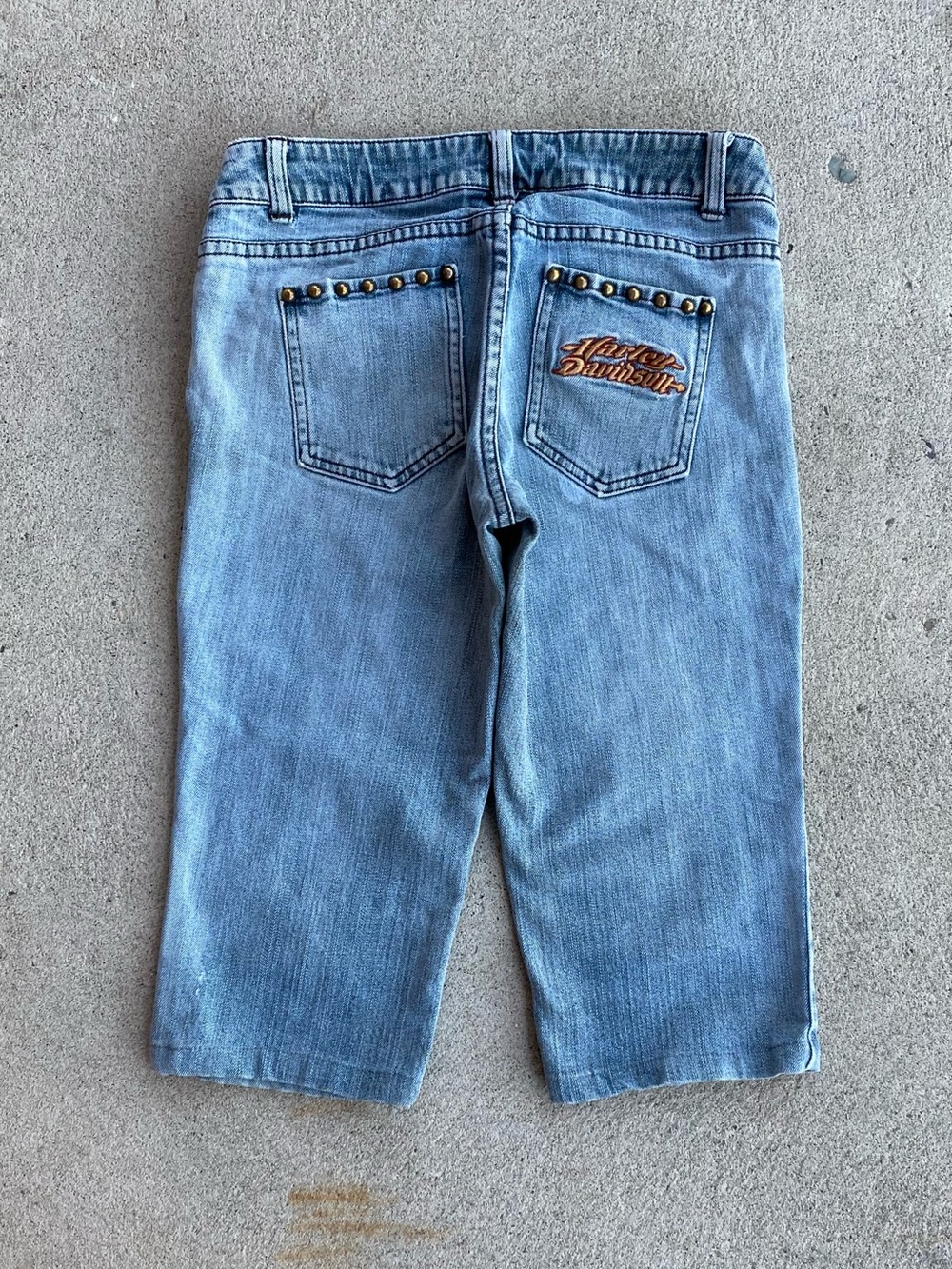 Harley-Davidson Embroidered Low-Rise 3/4 Jeans